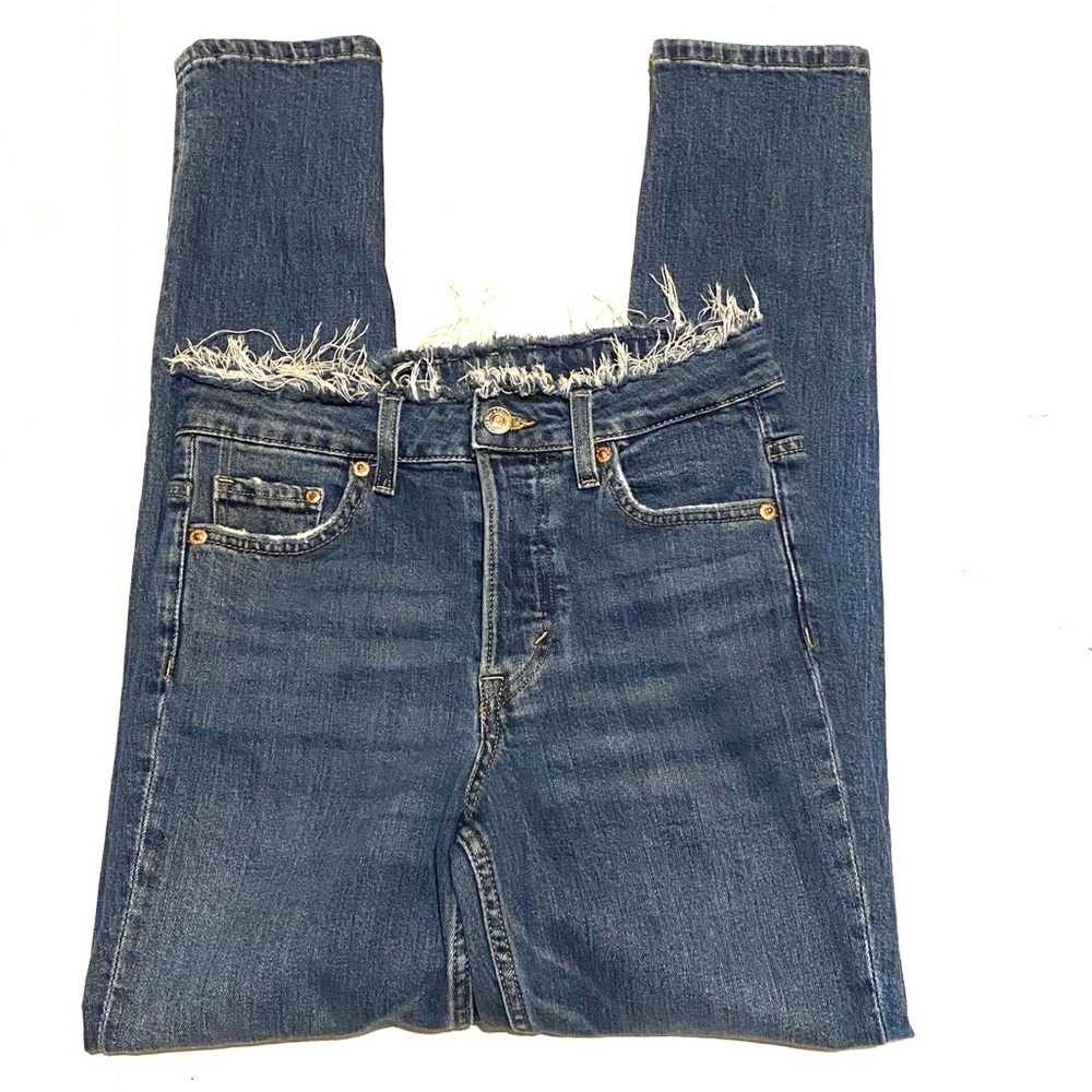 H&M Denim Raw Waist Skinny Ankle Button Fly Jeans Women's 26
